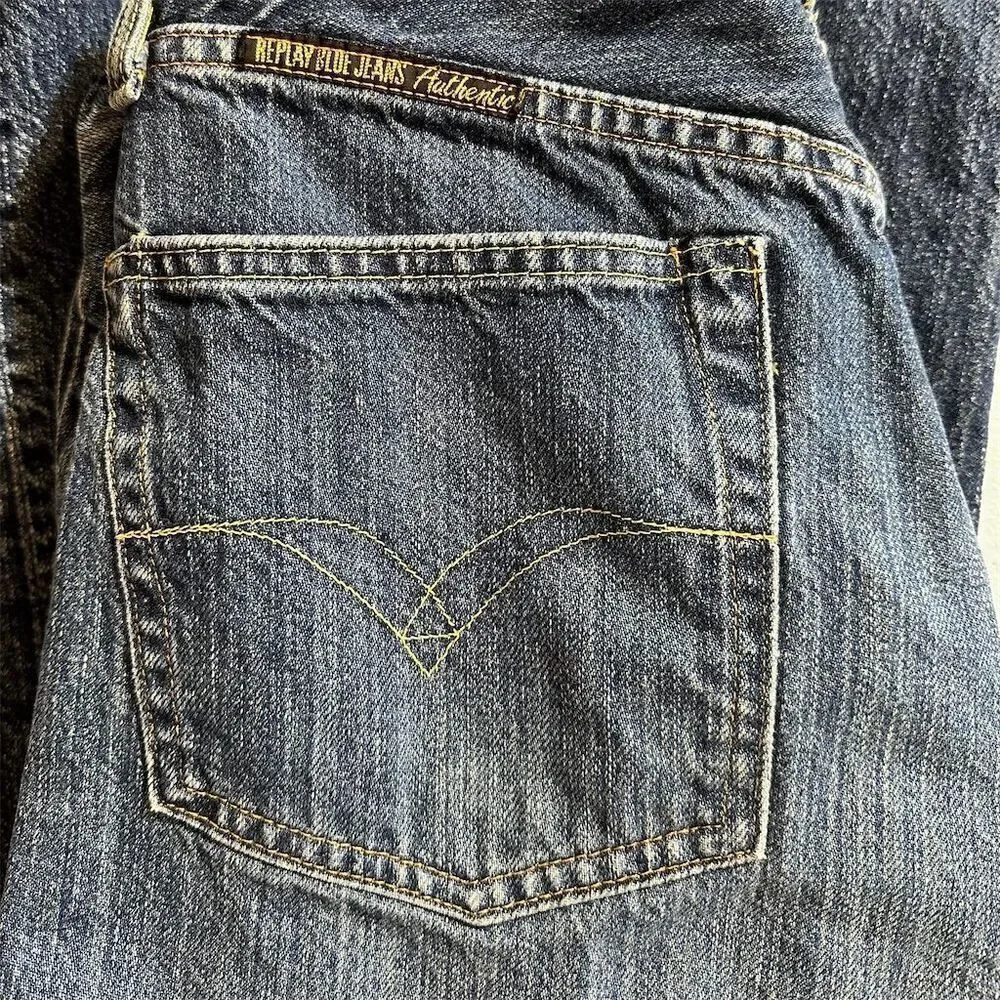 Vintage 80s Replay Blue Denim Straight Leg Button Fly 5 Pocket High Rise Jeans